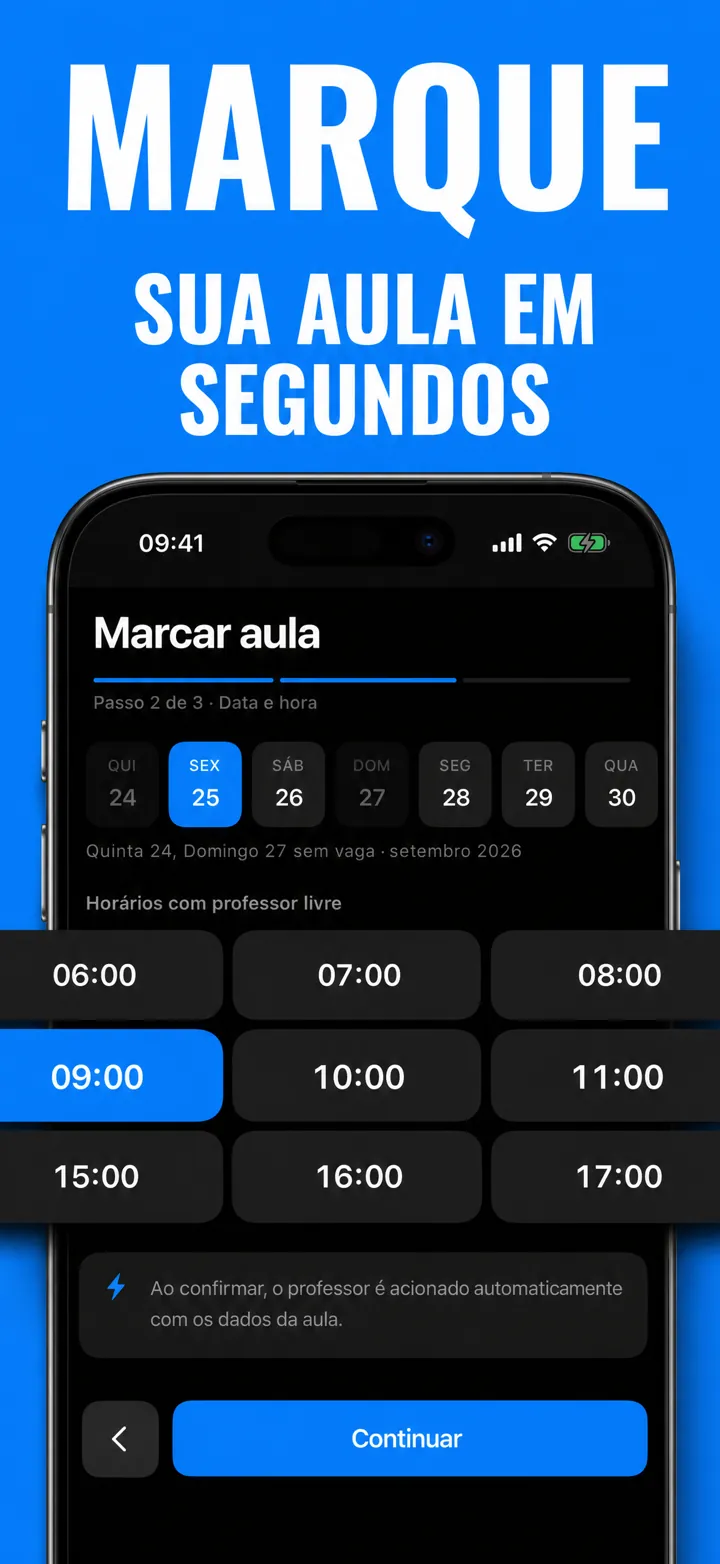 App Surf Academy mostrando a reserva de uma aula.